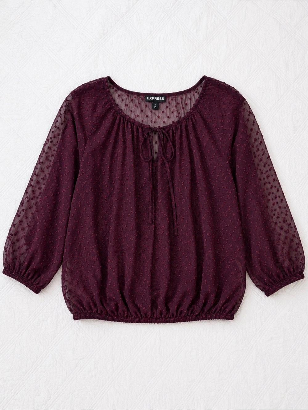 Express Sheer Swiss Dot Blouse – Size Small (Relaxed Fit)-size S/M